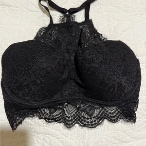 Victoria's Secret Black Lace High-Neck Bra